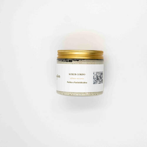 Vasetto dello Scrub Corpo Manipura mostrato frontalmente su sfondo bianco.